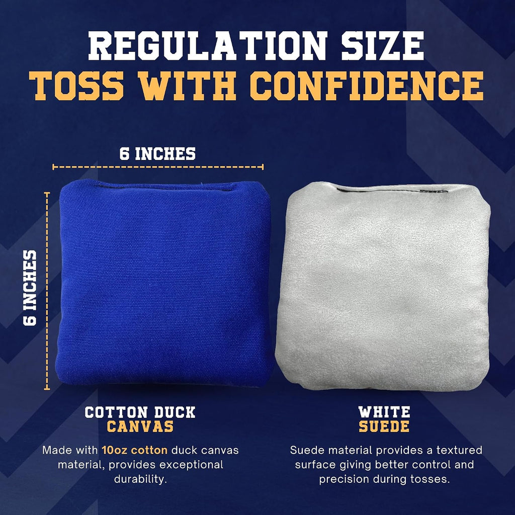 Stick & Slide Cornhole Bags - 6"x6" Premium Plastic Resin Filled, Dual-Sided Canvas & Suede Cornhole Bean Bags for