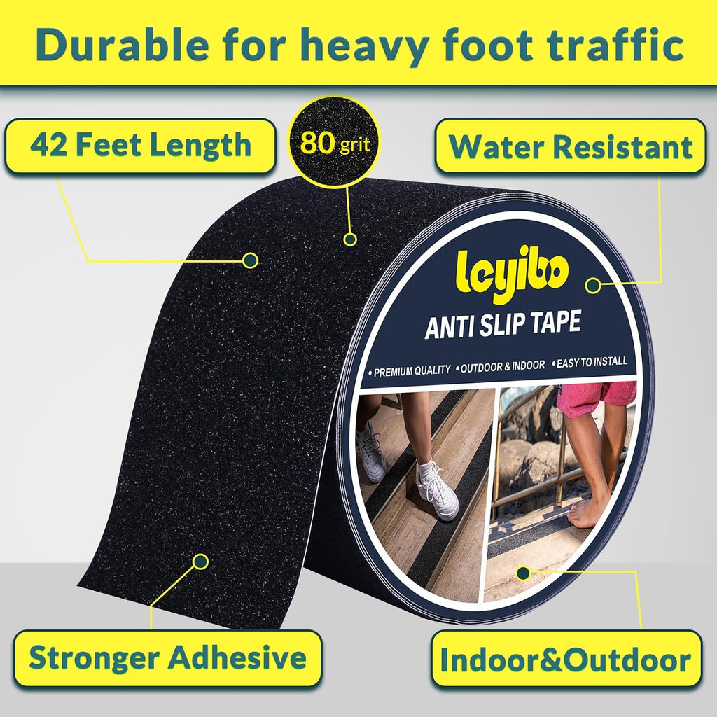 Anti Slip Tape 4" x 42' - Heavy-Duty Outdoor Grip Tape for Stairs