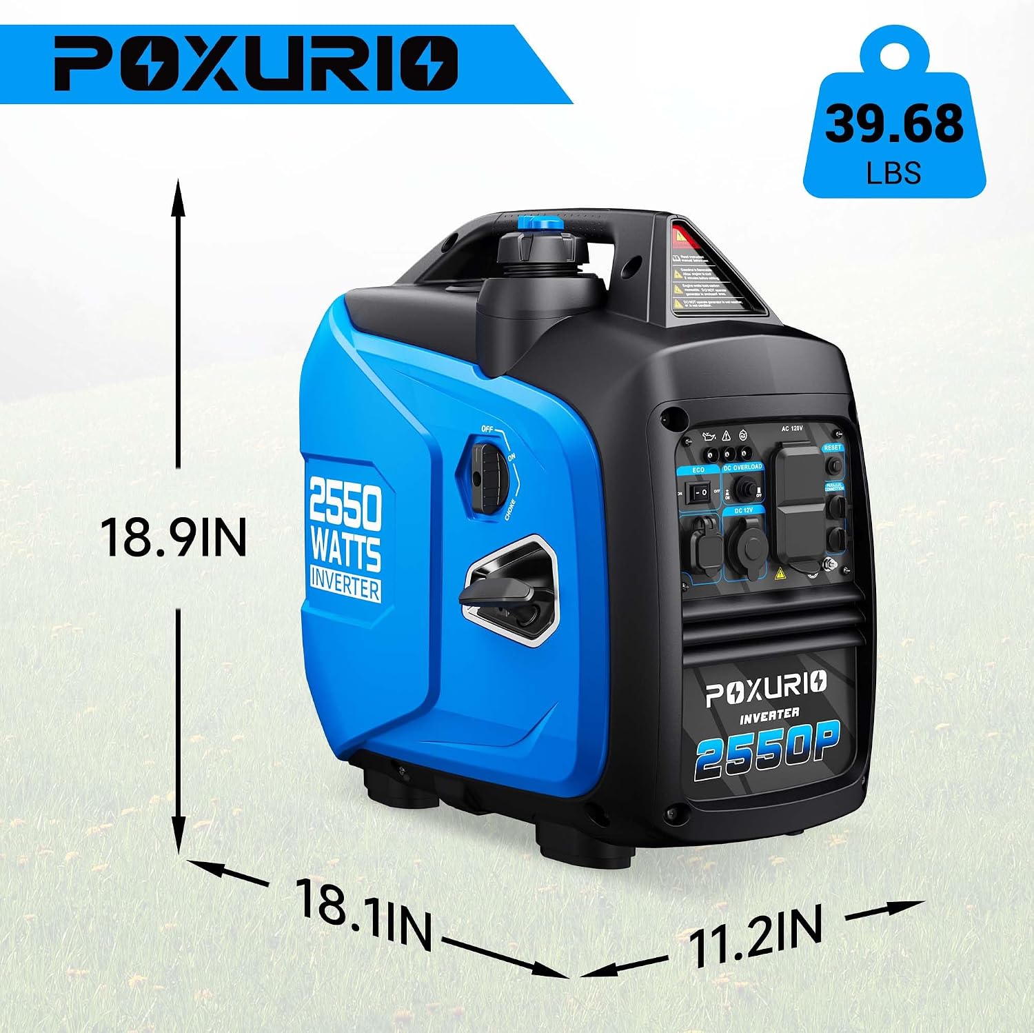 2550-Watt Portable Inverter Generator for Home Use, 1.06Gallon Large Fuel Tank Up to 10 Hours Use, 120V Gas Powered