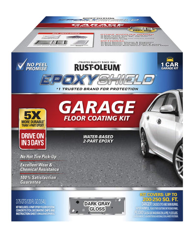 EpoxyShield Garage Floor Coating, Gloss Dark Gray, 1 Car Kit