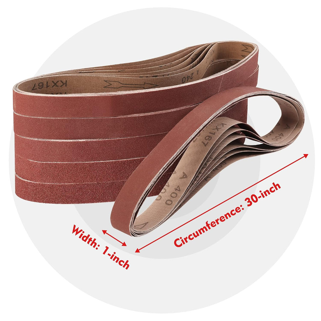 WORKPRO 36-Pack 1 x 30 Inch Sanding Belts, Aluminum Oxide Abrasive Belts