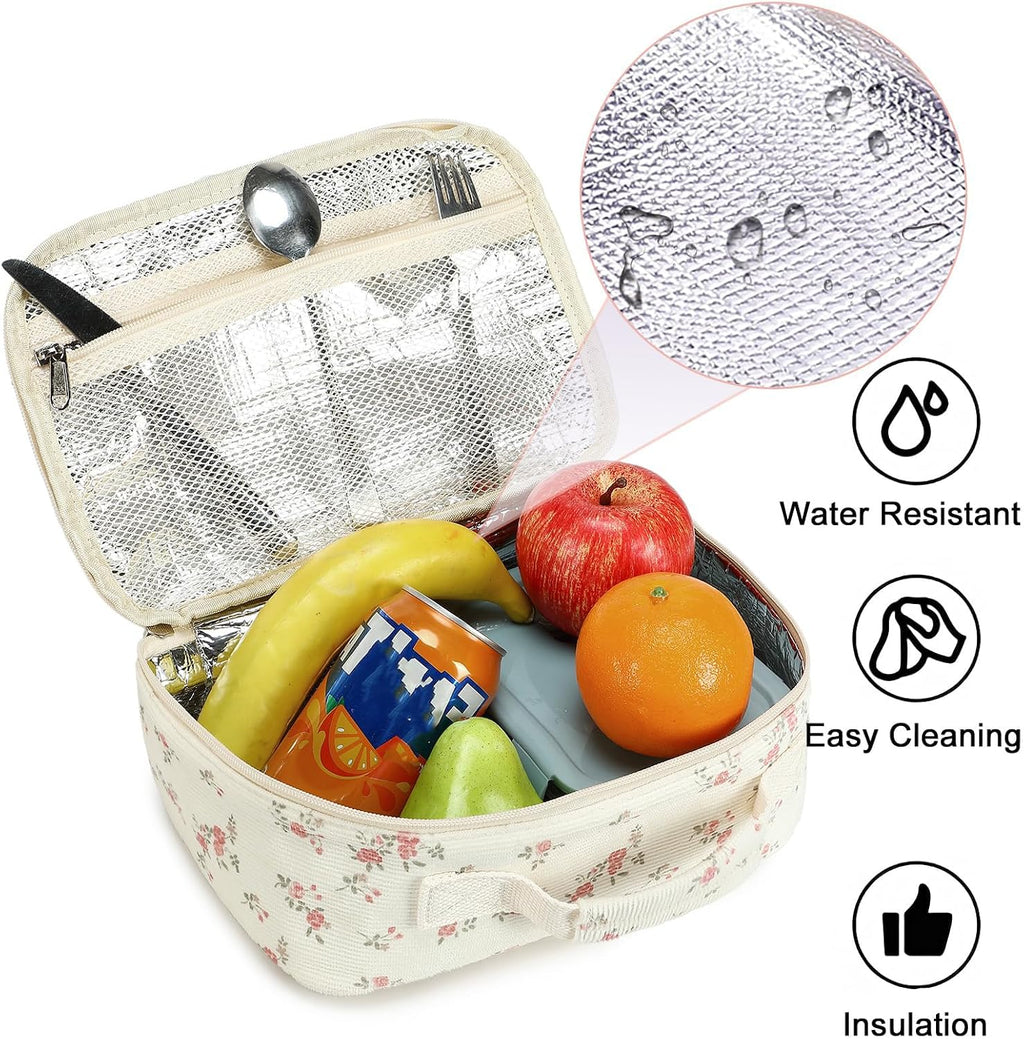 Kids Girls Lunch Bag Insulated Lunch Box for school Corduroy Lunch Cooler Organizer School Kids Lunch Tote