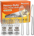 300 Count Heavy Duty Plastic Silverware, Bulk Disposable Utensils for Party