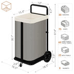 Rolling Laundry Cart with Removable Canvas Liner Bag, Beige