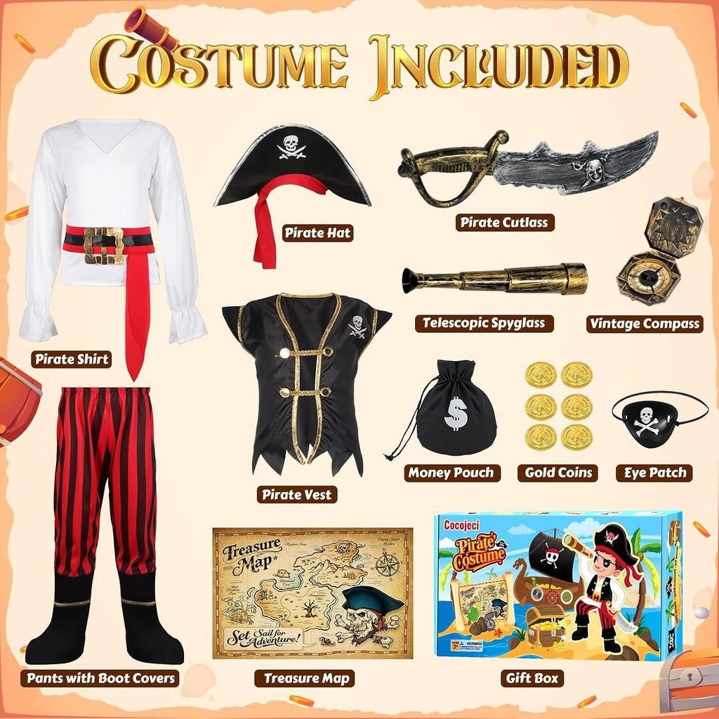 Pirate Costume Kids Boys Halloween Costume,Halloween Costumes for Boy,Toddler Pirate Costumes for Role Play Dress Up