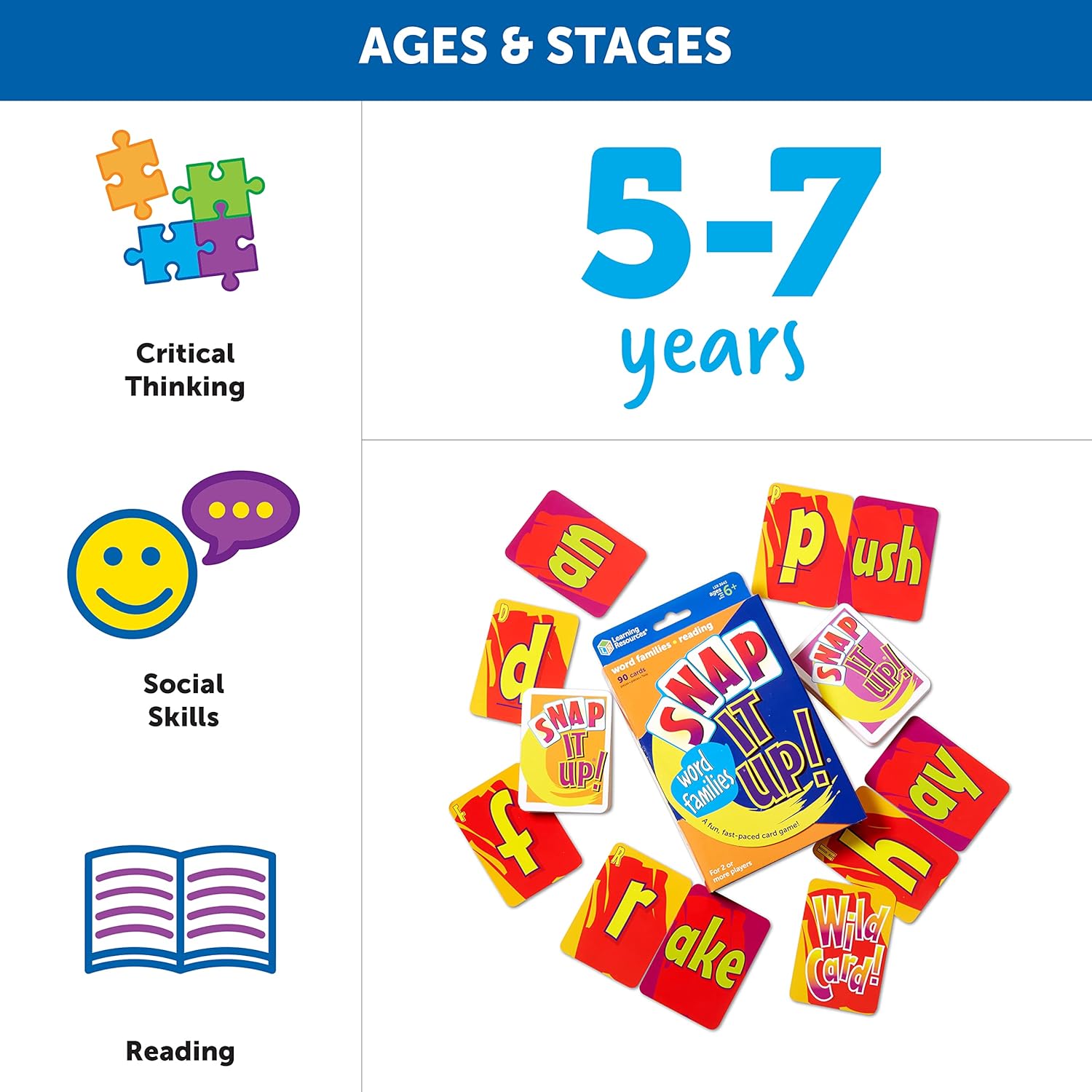 Snap It Up Phonics - Reading Card Game, Sight Words Flash Cards, Phonics Family Board, ABC Classroom Must Haves