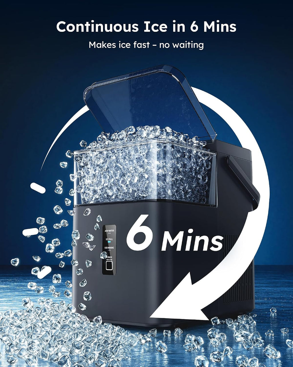 Nugget Ice Maker Countertop with Handle 38lbs/Day Chewable Ice