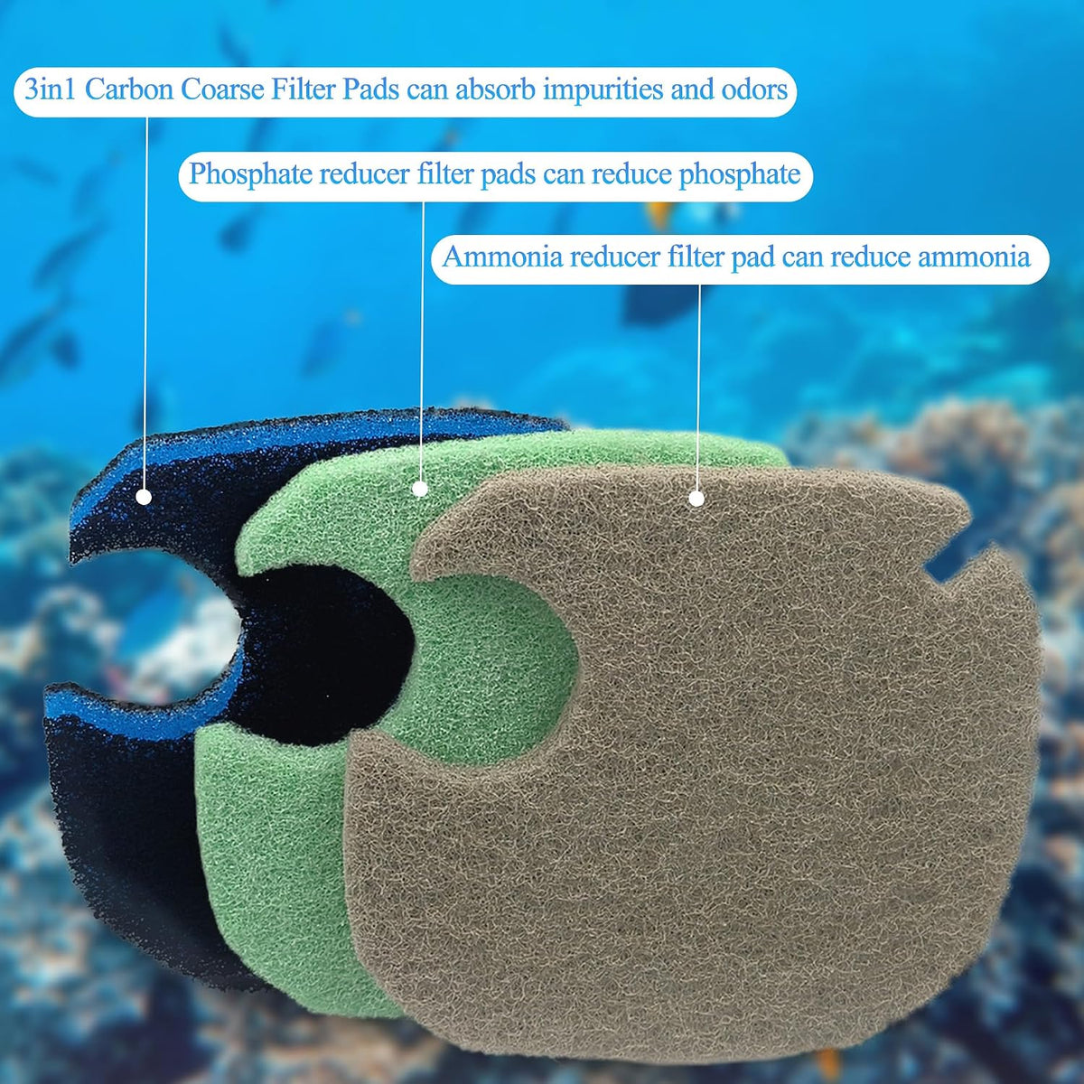 16Pcs Canister Filter Pad for AMOSIJOY 172/225/265GPH Aquarium Filter