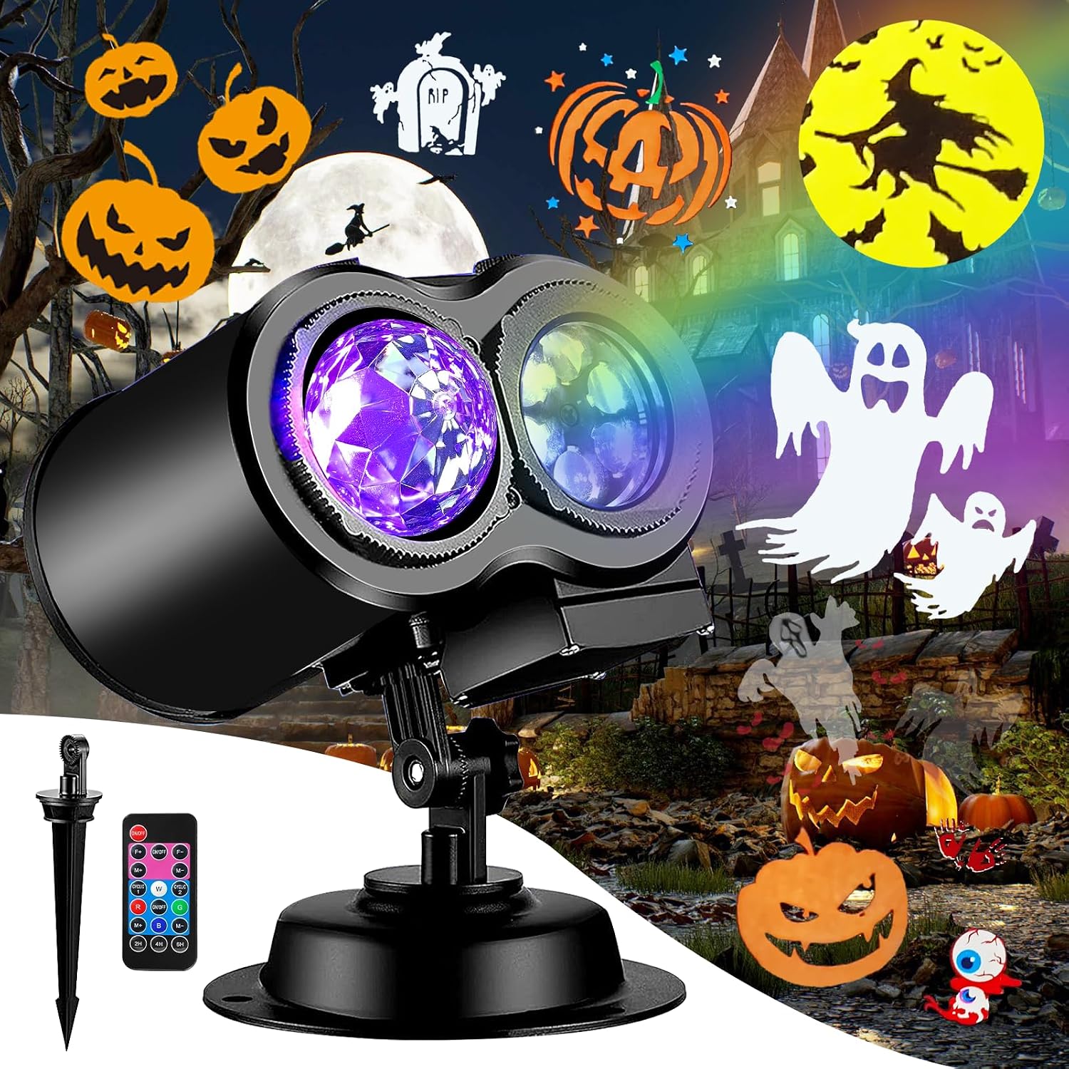 2026 Brighter Halloween Projector Lights,FLITI 19HD Slide (Ocean Wave & Patterns),11 Themes Holiday Projector with