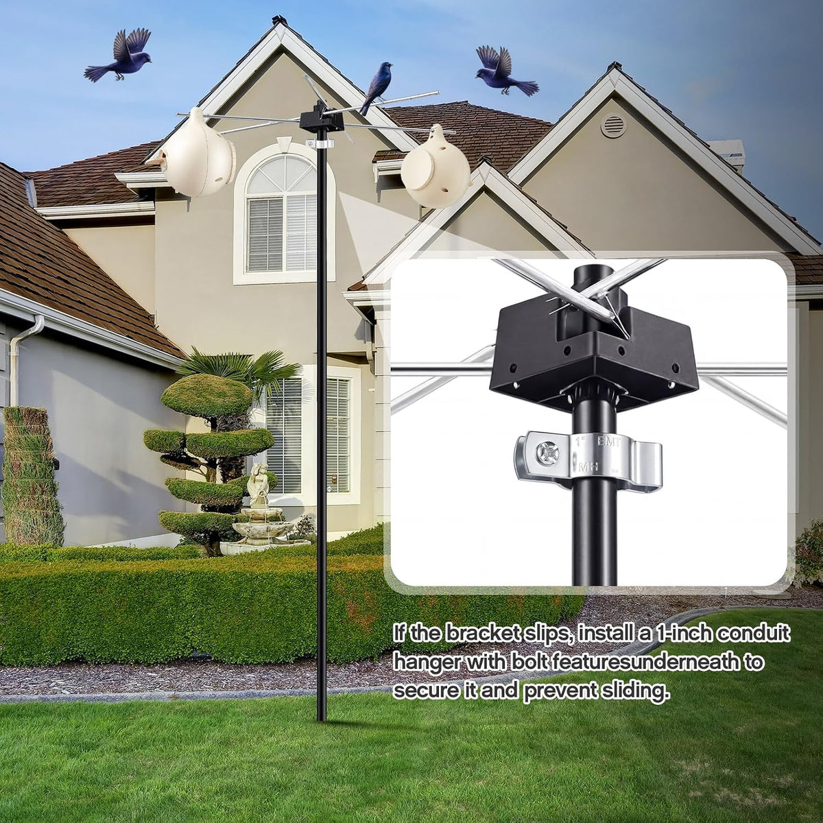 15' Telescoping Martin House & Gourd Pole, Purple Martin Housing Kit Durable Birdhouse Mounting System with Gourd