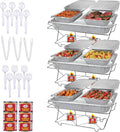Full Size 39-Pcs Disposable Chafing Buffet Set with 6hr Fuel Cans, Covers, Serving Utensils - Premium Chafing Dish