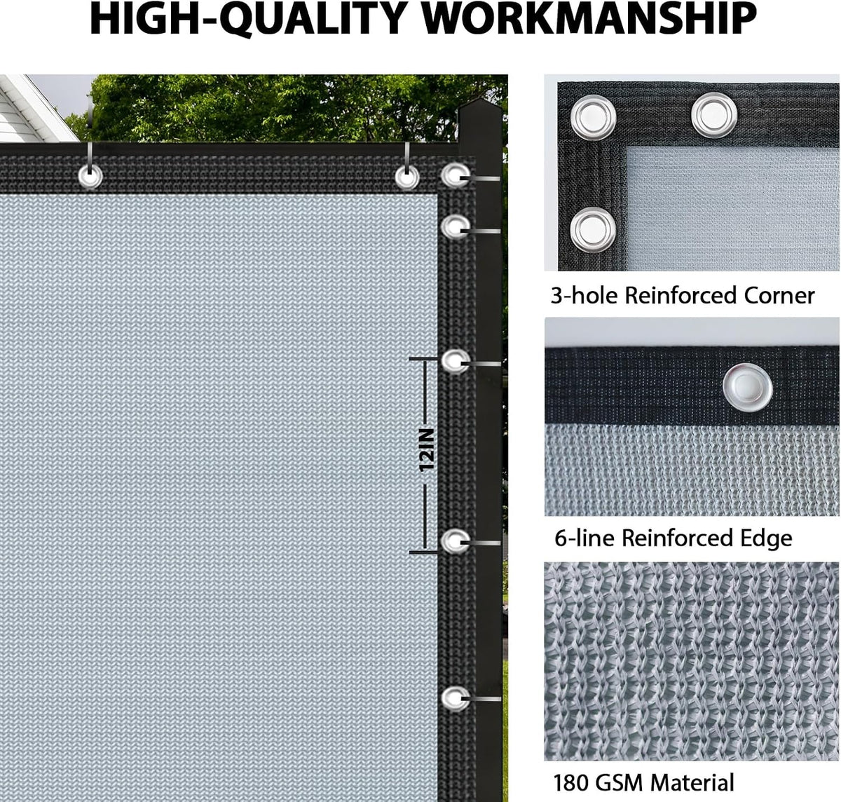 6FT X 50FT Privacy Fence Screen Heavy Duty 180 GSM Outdoor Privacy Screen Windscreen & UV Protection Mesh Shade Net