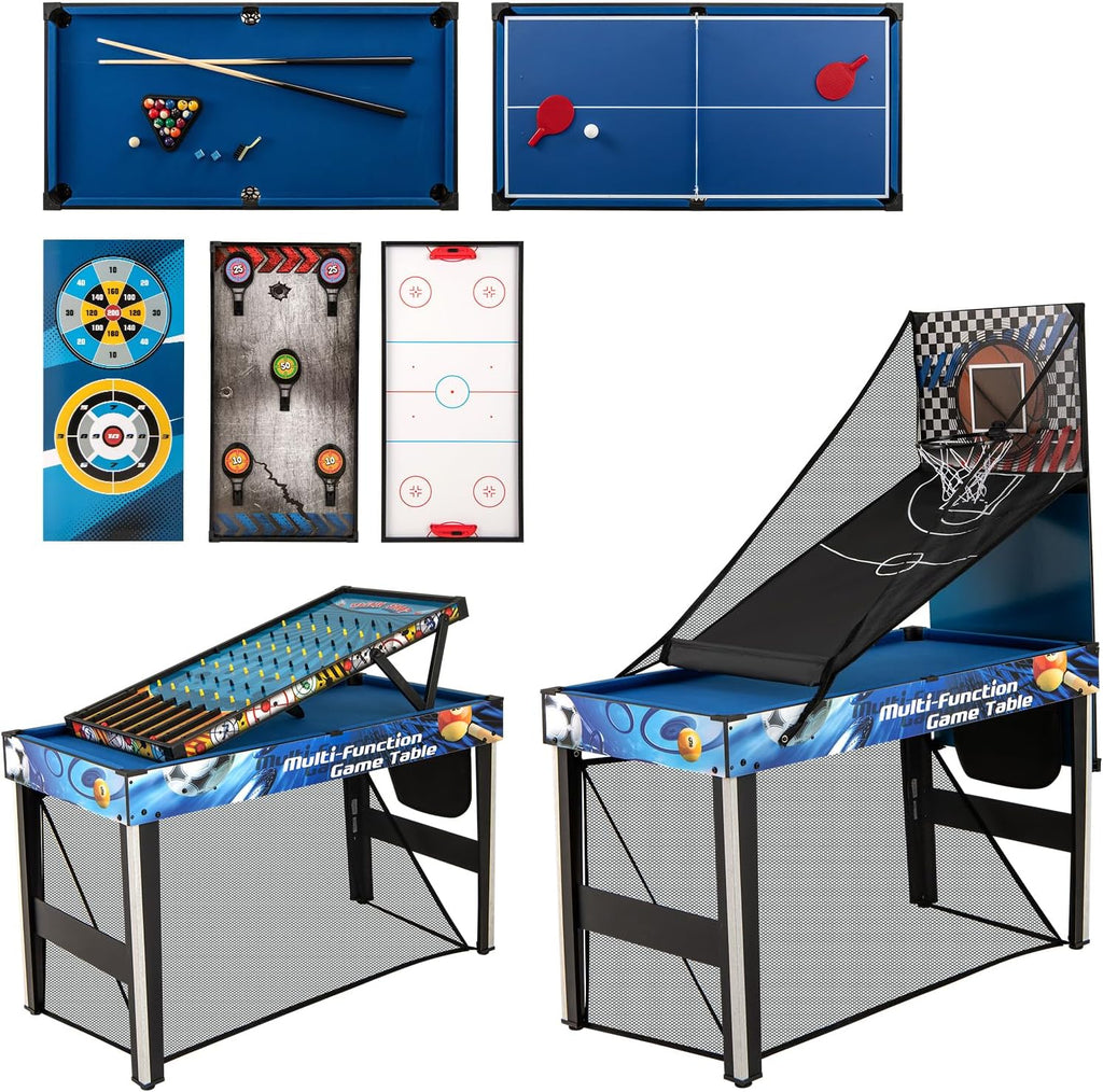 Multi Game Table, 10 in 1 Combo Game Table Includes Table Tennis, Basketball, Soccer, Hockey, Archery, Shooting