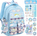 16.5/19IN School Backpack for Girls with 24Pcs Accessories, Anti-Theft Kids Backpack for Students, New Semester
