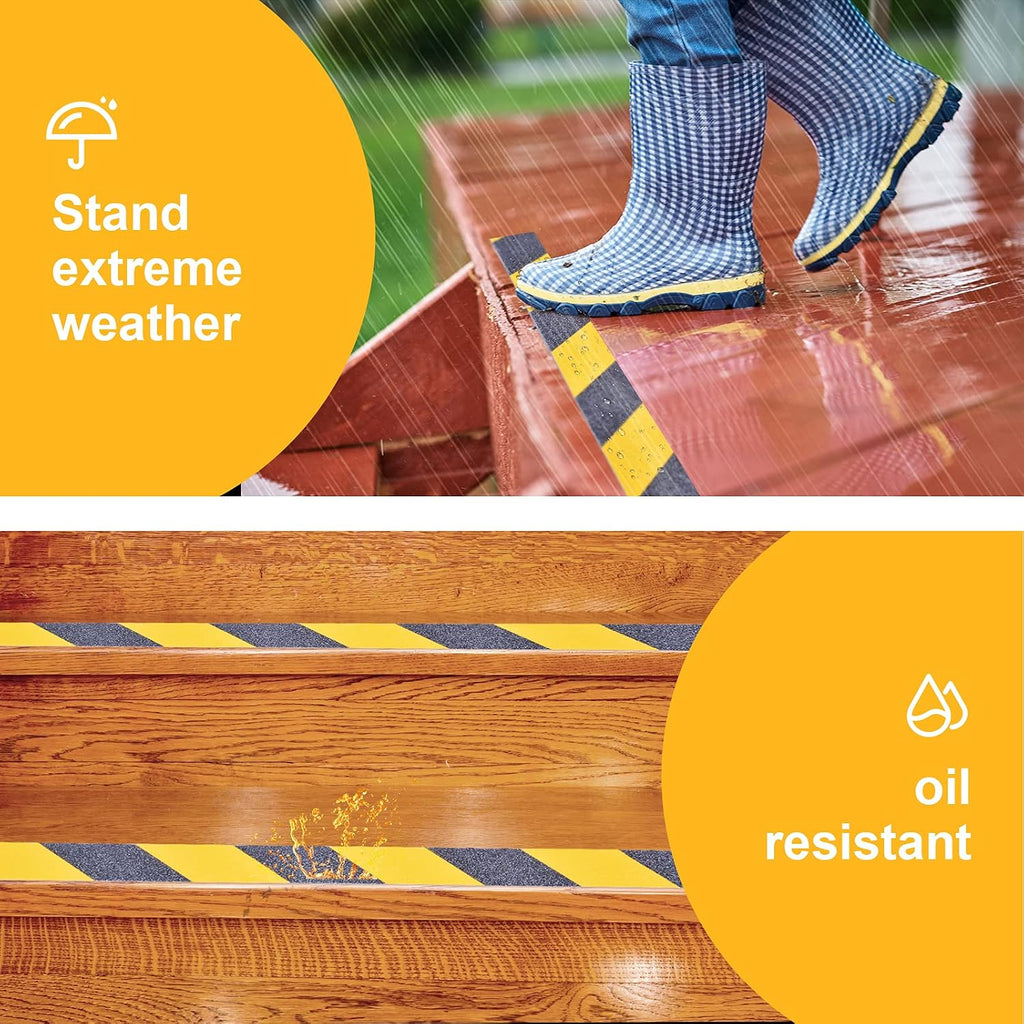 Anti Slip Tape, Waterproof Self Adhesive Yellow 1" x65Ft Grip Tape | High Visibility Safety Warning Tape, High