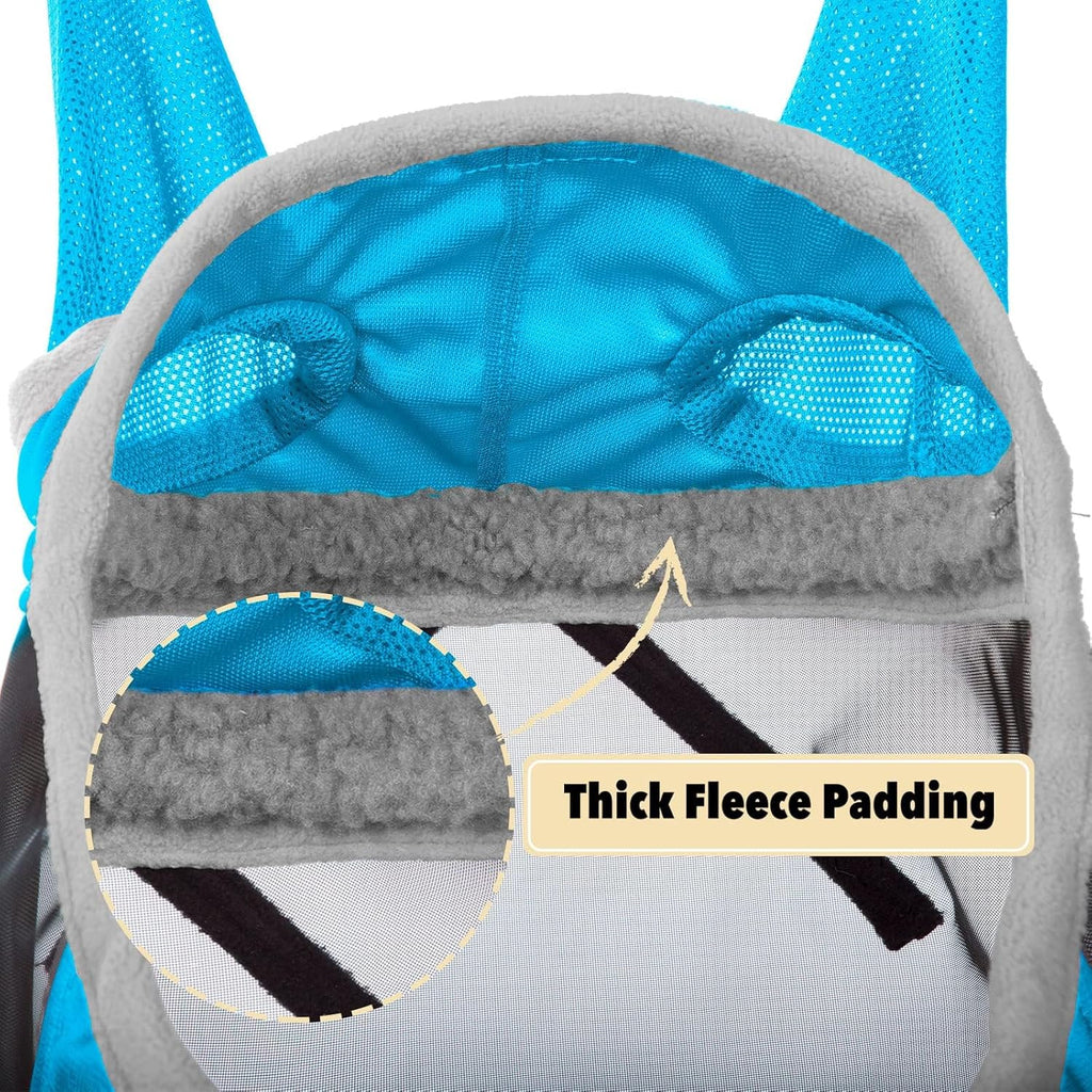 Pro Luminous Horse Fly Mask Standard with Ears UV Protection for Horse Azure Blue/Silver Large Full Size
