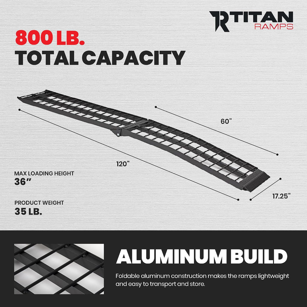 Heavy-Duty Extra-Wide Motorcycle Loading Ramp, 800 lb, 10 Ft