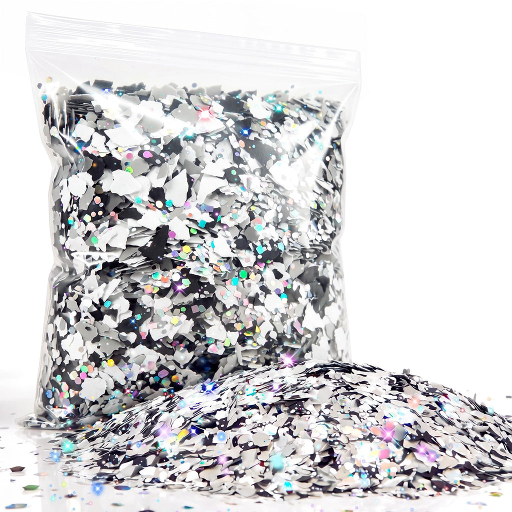 2 lb Sparkle Epoxy Floor Flakes, 6-8 mm Blend Color Chip with Glitter