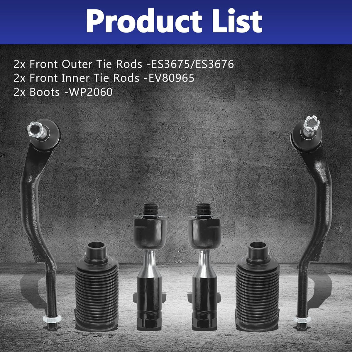 6Pcs Front Steering Inner Outer Tie Rod Ends Boots Bellow Kit