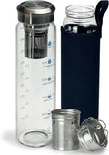 Motivational Glass Water Bottle 32 oz Borosilicate with Neoprene Sleeve and Stainless Steel Lid