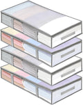 4 Packs Under Bed Storage Containers Bins, Humid-Proof Plastic Underbed Storage Bins, Closet Organizers and Clothes