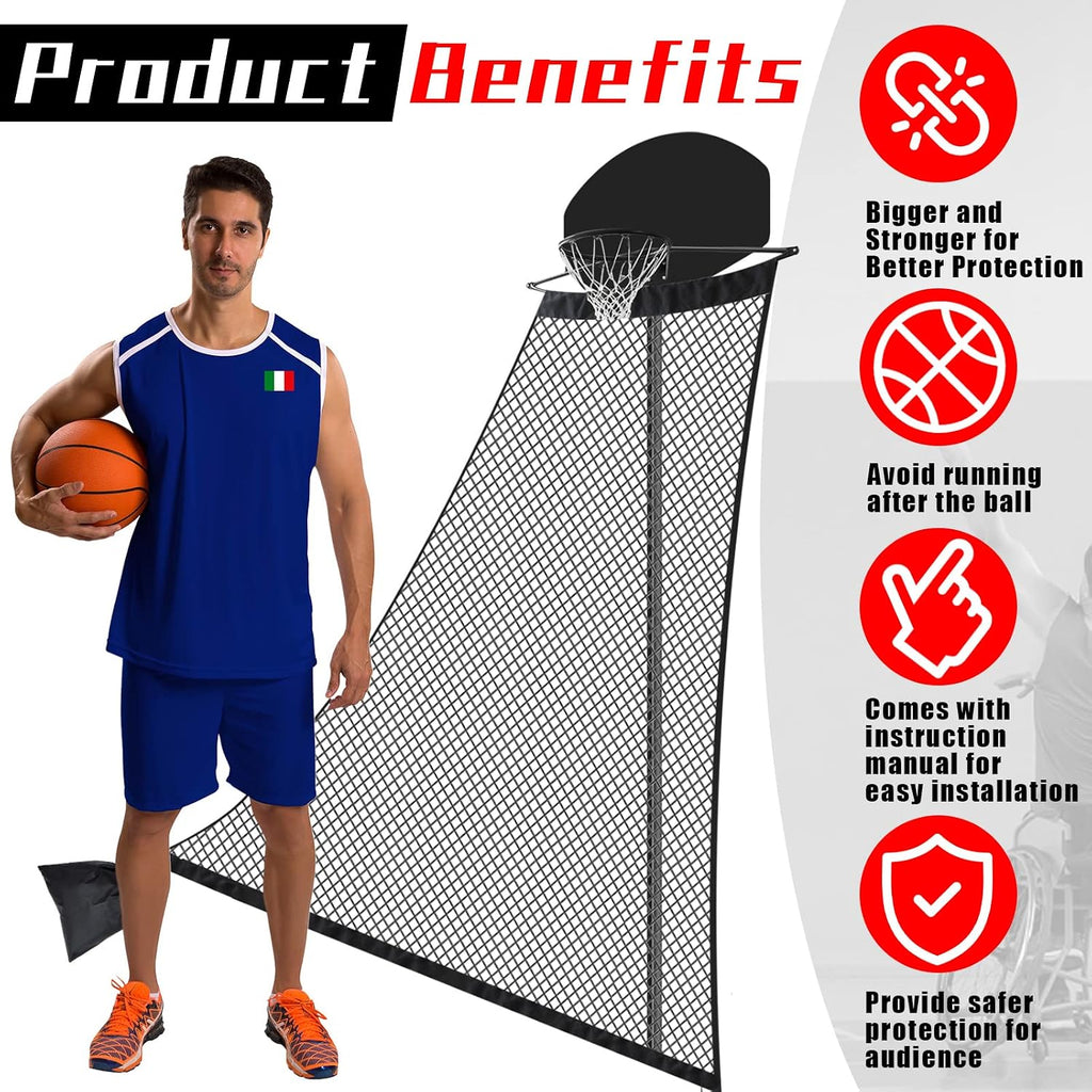 Basketball Rebounder 120 x 108 x 60 Inch Heavy Duty Basketball Return System Basketball Return Attachment for Hoops