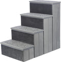4-Step Velour Pet Stairs, Gray