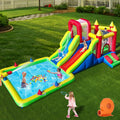 Inflatable Water Park Bounce House with Wet Water Slide & Dry Ramp | Combines 3 Slides,Bouncer, Climbing Wall,Top