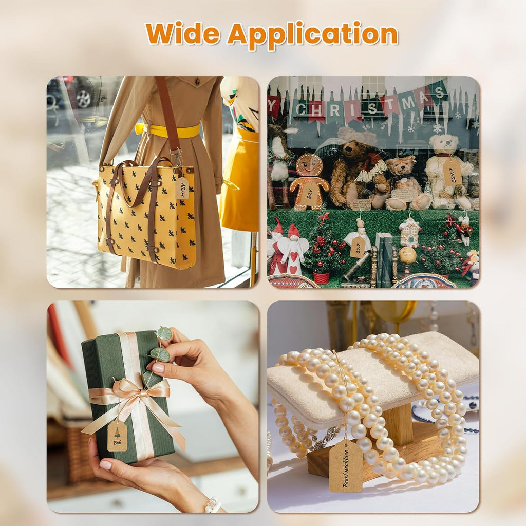 Brown Price Tags with String 1000 PCS, 1.375 x 2.125 Inches