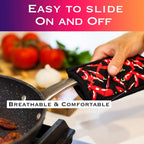 Cast Iron Skillet Pan Pot Holder Covers Mitts Black Non-Slip Washable Sleeves for BBQ Baking Kitchen Cotton