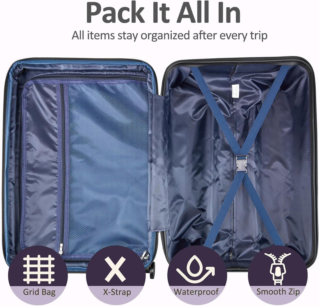 Carry on Luggage 22x14x9 Airline Approved, Expandable 20 Inch Hardside Suitcase with Wheels TSA Lock, PC+ABS