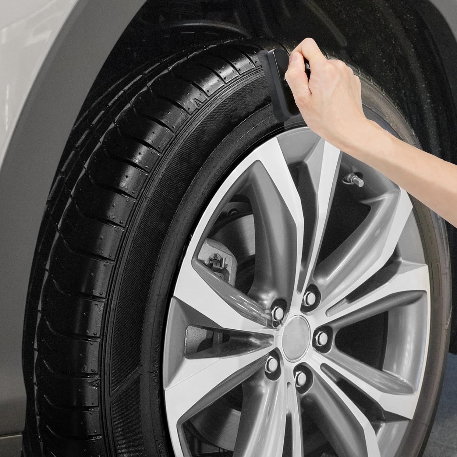 Car Tire Shine Applicator,Vegan Tire Shine Applicator with Curved Brush Head - Large Automotive Tire Dressing