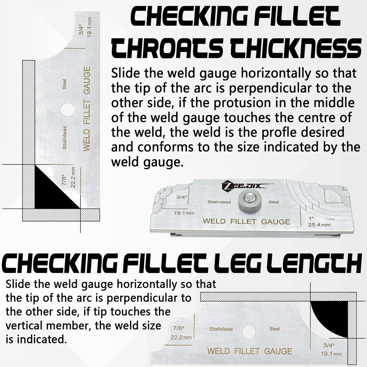 ZeeDix Metal Fillet Weld Gauge Set