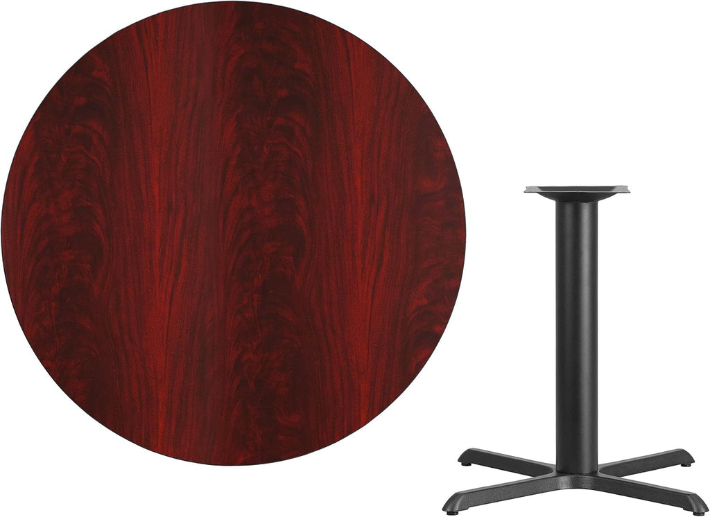 Table and 33x33 X-Base, Mahogany