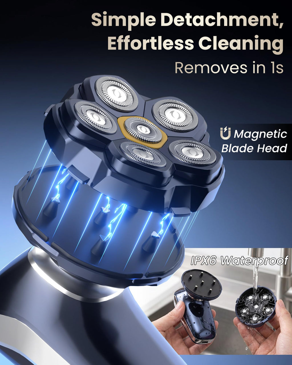 Electric Back Shaver for Men w/Long Handle, 6D Body Shaver Head