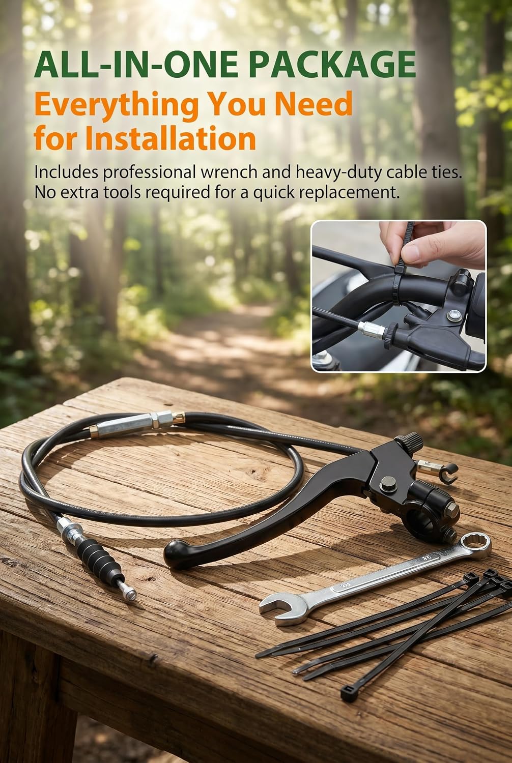 7/8" Left Clutch Lever Handle Cable, Motorcycle Left Clutch Brake Lever Perch Assembly, Waterproof Break-Proof Handle Grip Set for 50cc 70cc 90cc 110cc 125cc 150cc Motocross ATVs (Black)