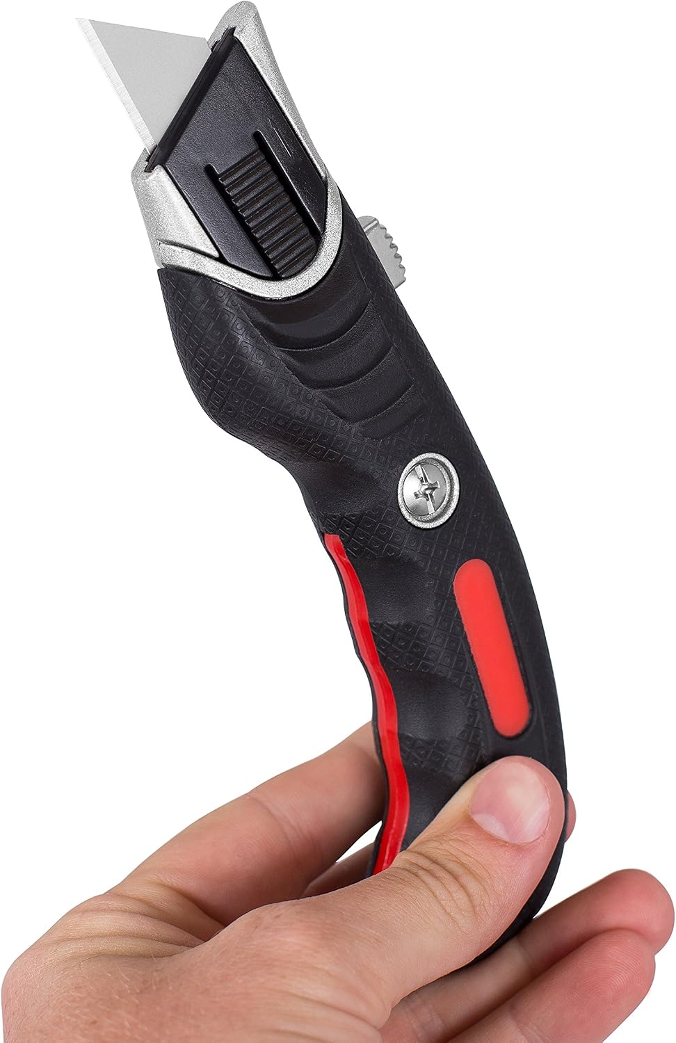 Ergonomic Utility Knife Set | Retractable Box Cutter with Rubber Handle | For Cutting Cardboard, Carpet & Plastic |