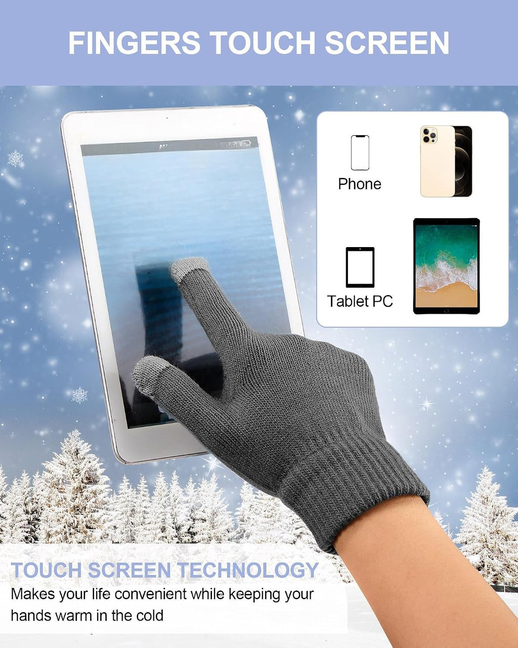 6 Pcs Kids Winter Hat Scarf Touchscreen Gloves | Toddler Knitted Cap Beanie, Neck Warmer, Mitten, for 5-14 Years Boys