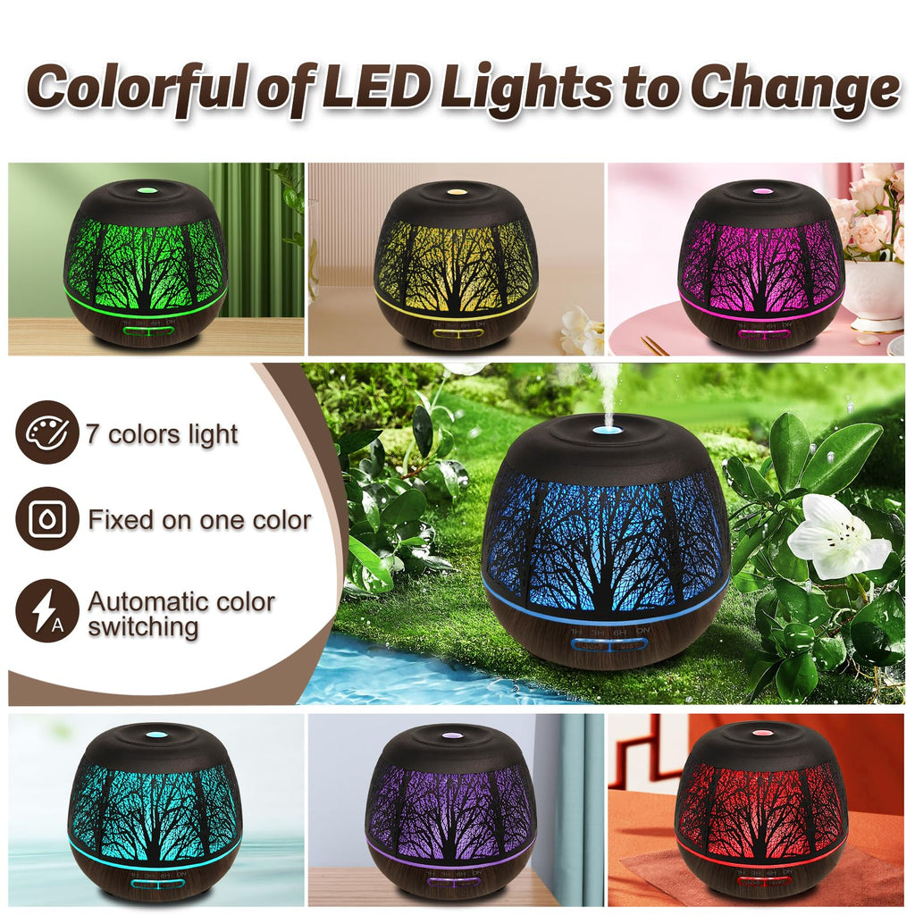 Metal Essential Oil Diffusers for Home, 400ML Quiet Air Diffuser