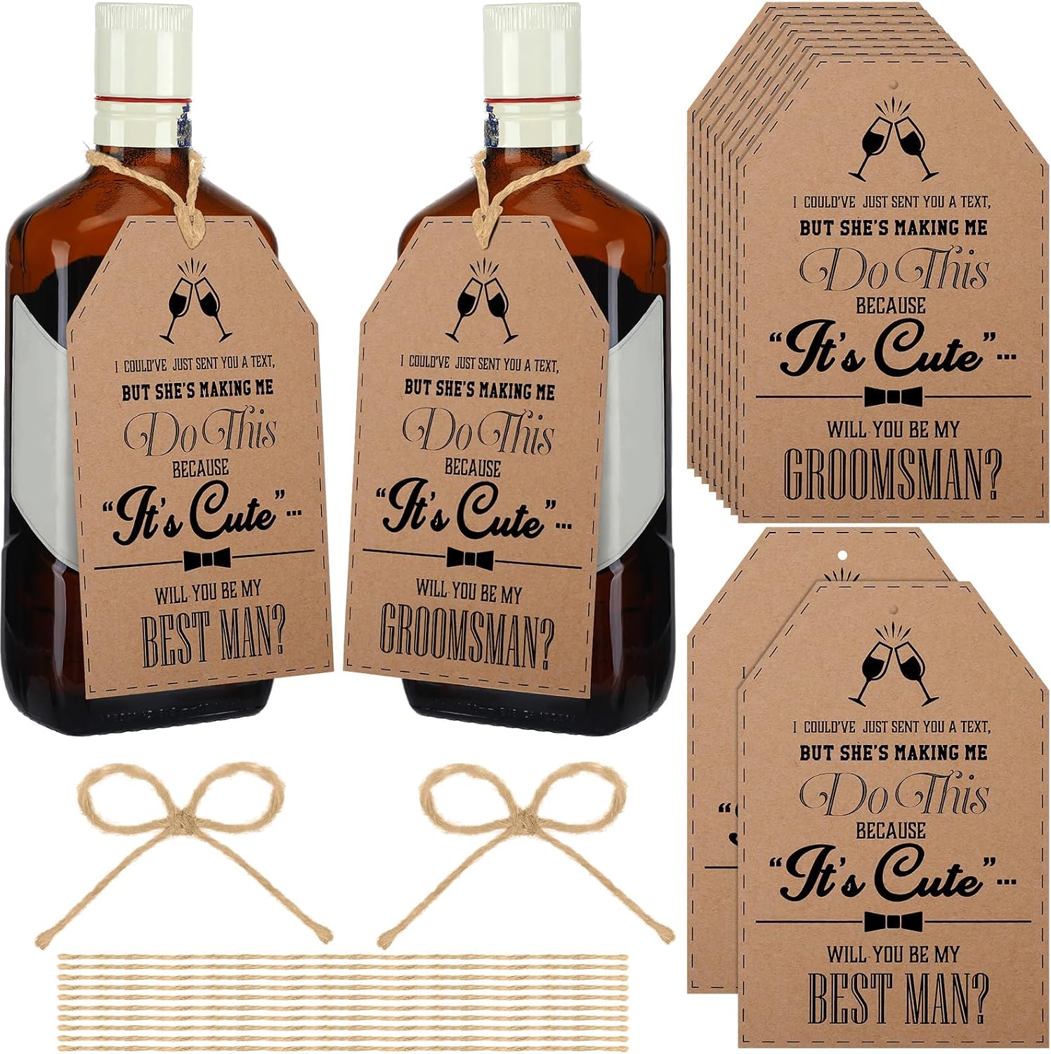 10 Pcs Groomsman Proposal Card Label Set Groomsman Gift and Bridesmaid Gift 6" x 4" Proposal Box Hang Tag Bottle
