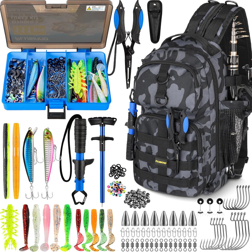 Fishing Backpack with Tackle Boxes, Waterproof Fishing Sling Tackle Bag For Fishing Gear With Rod Holder, Fishing