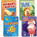 Card Games Go Fish,Old Maid,Slap Jack and Memory Match-4 Decks in 1 Pack,Classic Card Games for Kids Toddlers,Fun