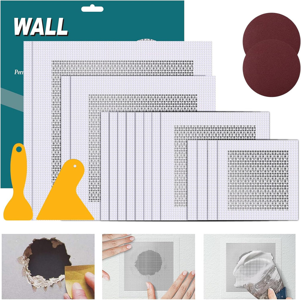 Drywall Repair Kit 20 Pack Aluminum Wall Repair Patch Kit, 2/4/6/8 inch Fiber Mesh Over Galvanized Plate, Dry Wall