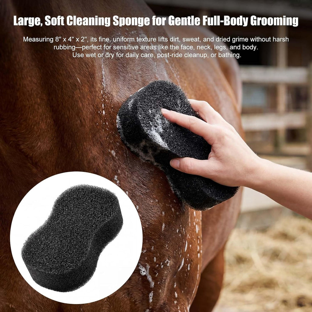 Horse Grooming Set with Mane & Tail Brush and Soft Cleaning Sponge