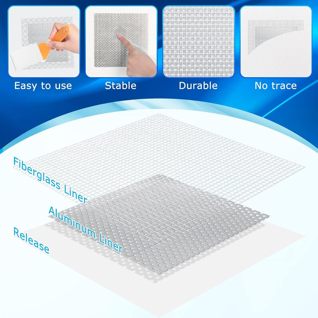 Ranekie 14 Pack Drywall Repairs Patch, 4/6/8 Inch Drywall Repair Kit with Extended Self-Adhesive Mesh,Large Hole