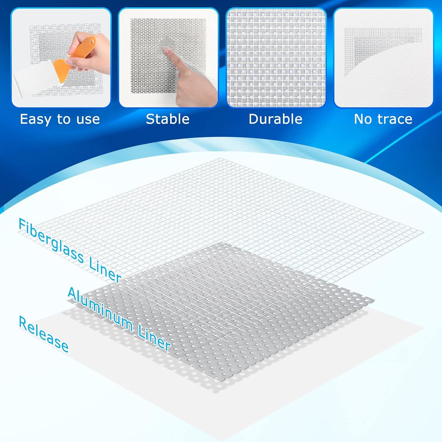 Ranekie 14 Pack Drywall Repairs Patch, 4/6/8 Inch Drywall Repair Kit with Extended Self-Adhesive Mesh,Large Hole
