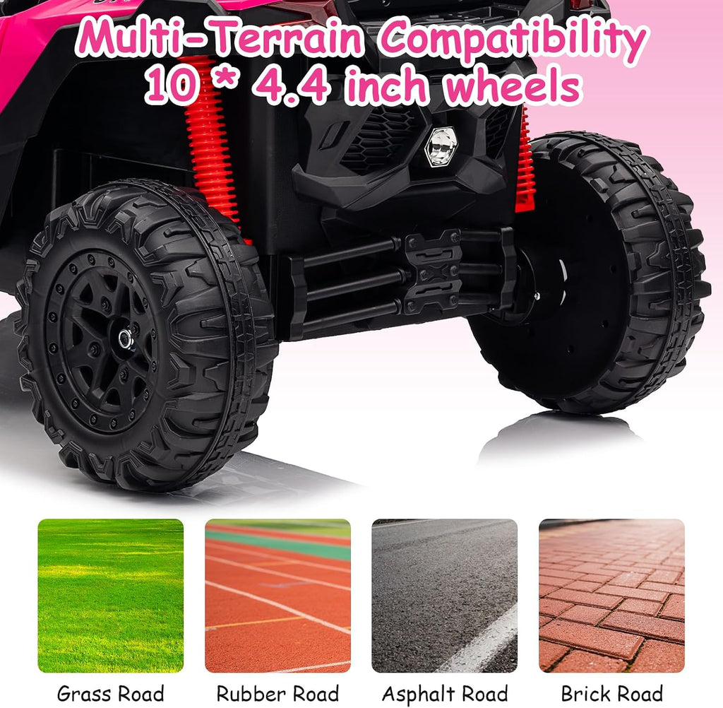 24V Electric Ride on Toy Car w/Remote,Kids 4WD Off-Road UTV Pink | For kids 3-6,Safety Belt,Max 3.4MPH,Music