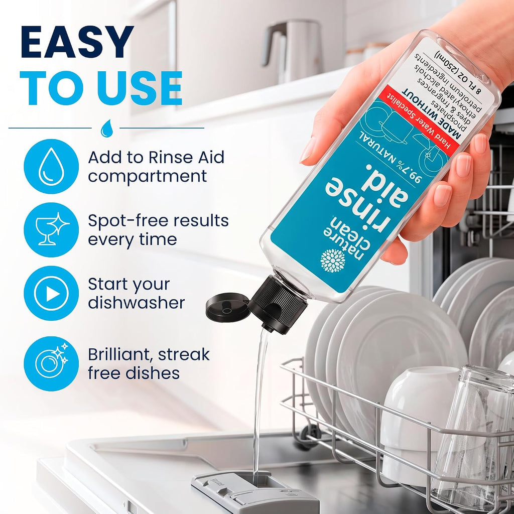 Dishwasher Rinse Aid Cleaner Non-Toxic Unscented 8oz (3 Pack)