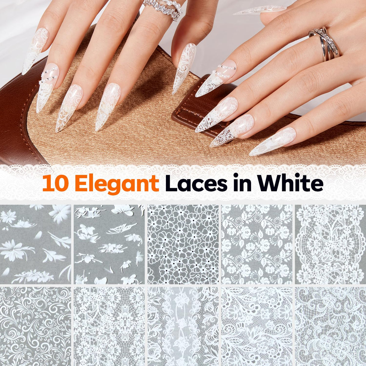 20 Rolls Lace Nail Foil Transfer Aurora Flower Nail Art Stickers