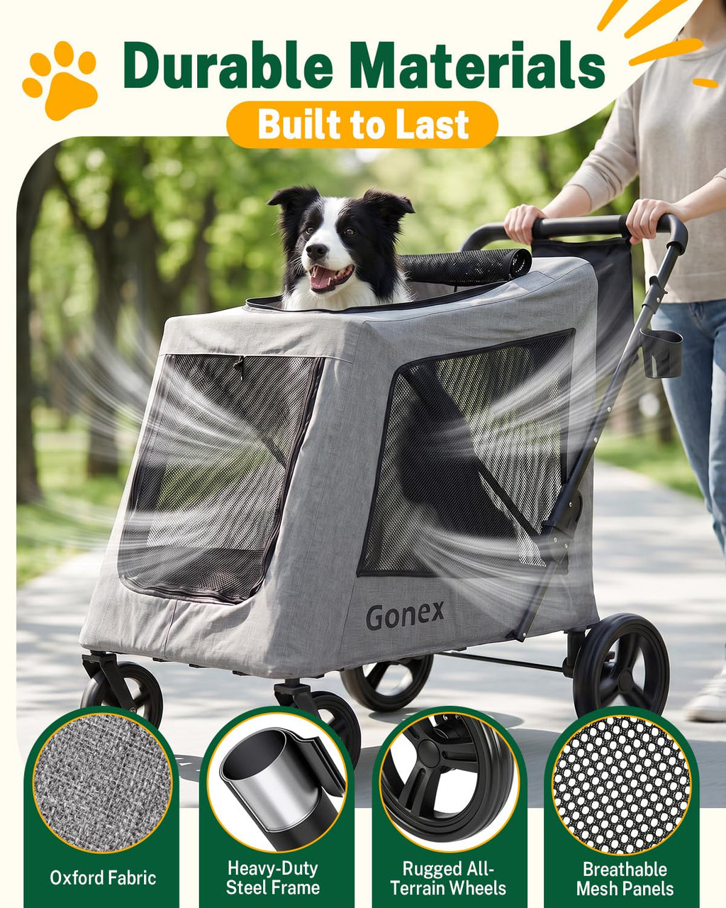 Dog Stroller for Large & Medium Dogs, 135 lbs Foldable Wagon
